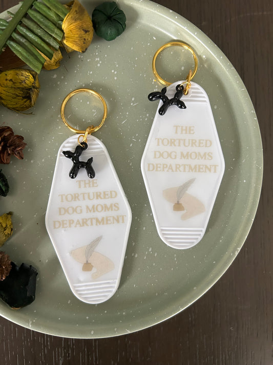 Beige TTDMD Dog Mom Era Keychain