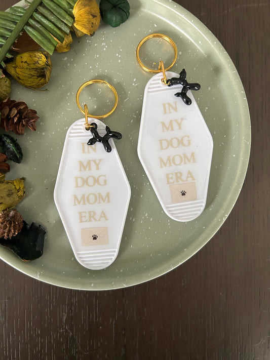 Beige Dog Mom Era Keychain
