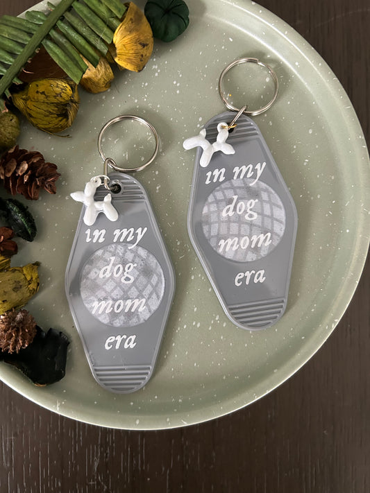 Grey Dog Mom Era Keychain