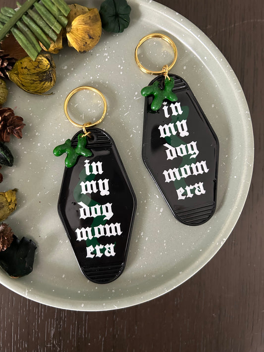 Black Dog Mom Era Keychain