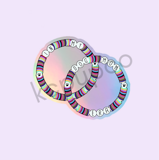 Dog Mom Era Sticker | Dog Mom Friendship Bracelet Holographic Sticker