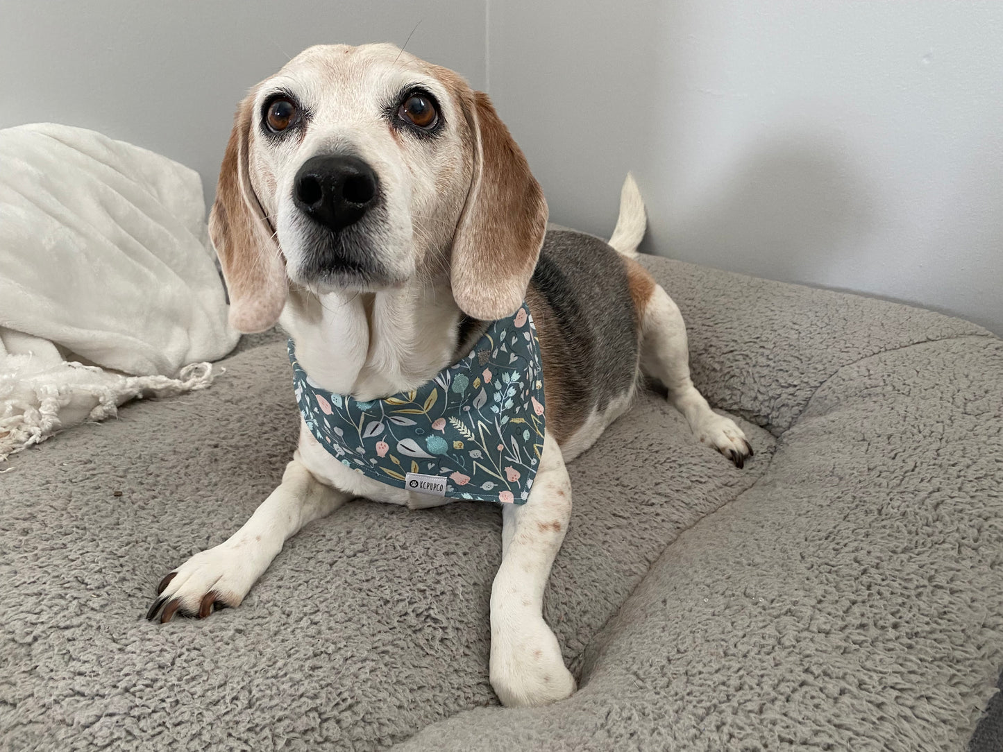 Madeleine Bandana | Teal Spring Floral Cotton Tie On Bandana