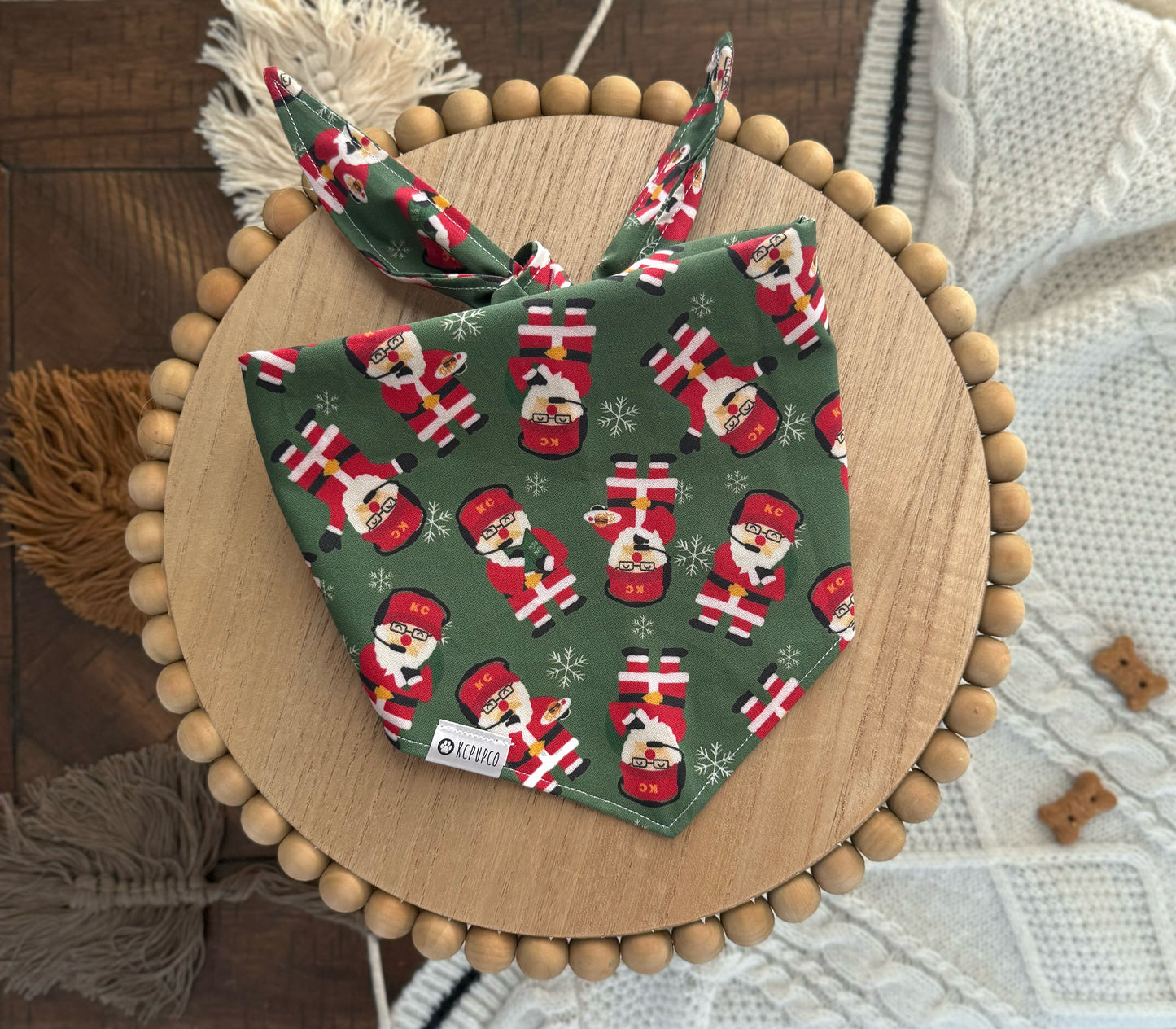 Santa Andy Bandana | KC Football Christmas Tie On Bandana