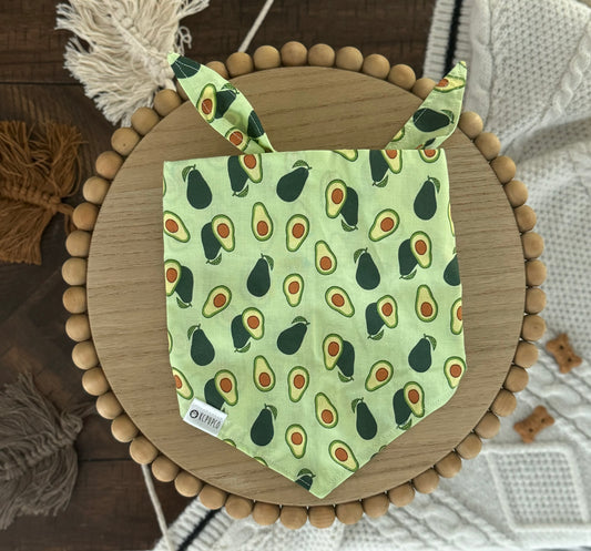 Guac Bandana | Avocados on Light Green Cotton Tie On Bandana