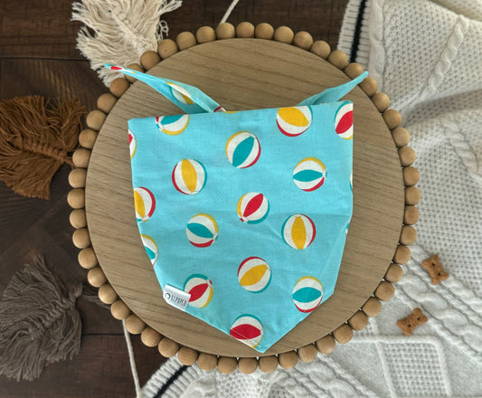 Ken Bandana | Summer Beach Balls on Light Blue Cotton Tie On Bandana