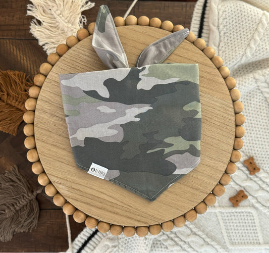 Flynn Bandana | Muted Camoflauge Cotton Tie On Bandana