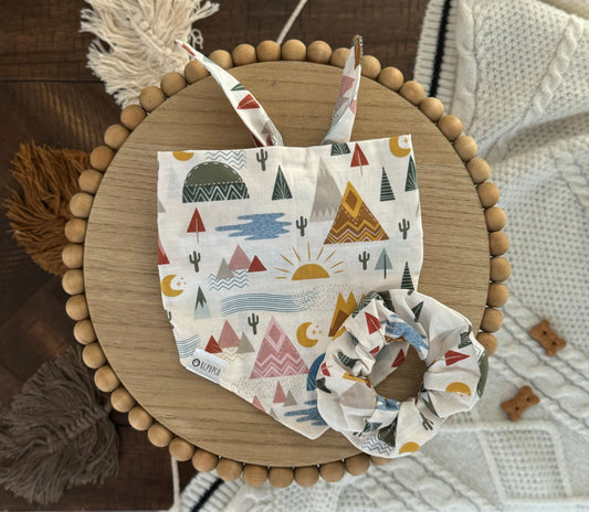 Canyon Moon Bandana | Boho Mountains Tie On Bandana