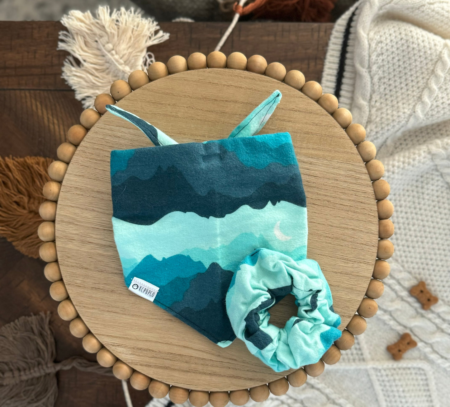 Havasu Falls Bandana | Moon and Mountain Flannel Tie On Bandana for Dogs