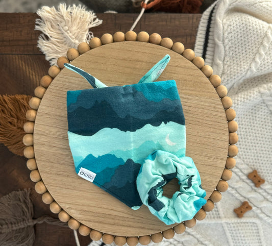 Havasu Falls Bandana | Moon and Mountain Flannel Tie On Bandana for Dogs