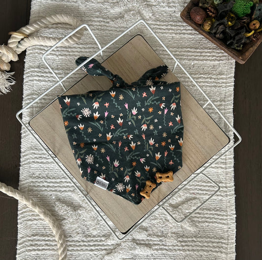 Ophelia Bandana | Dark Green Ditsy Floral Tie On Bandana