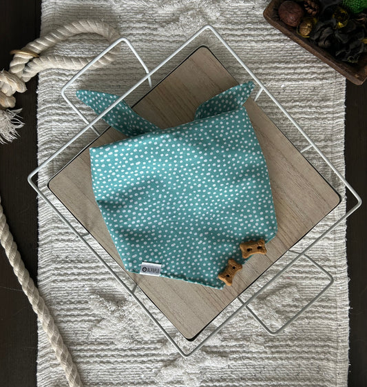 Small Talk Bandana | Teal Dalmatian Print Tie On Bandana
