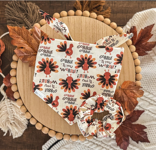 Turkey Day! Bandana | Funny Turkey Tie On Fall Bandana for Dogs