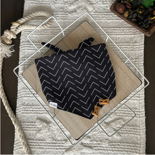 Rub Al' Khali Bandana | Black Chevron Tie On Bandana for Dogs
