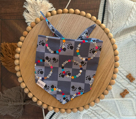 Friendship Bracelets on Blue Checker Print Pop Culture Dog Bandana