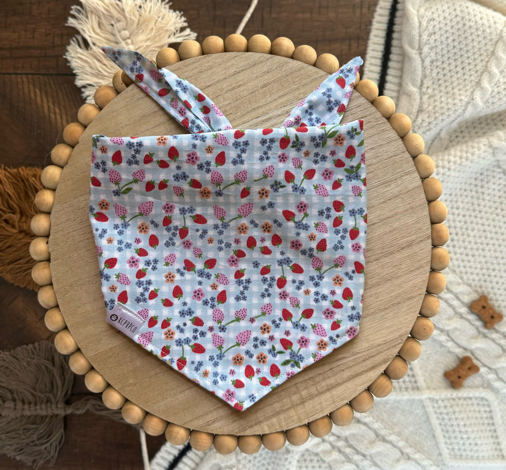 Betty Bandana | Summer Picnic Basket Fruit and Floral Tie On Cotton Bandana