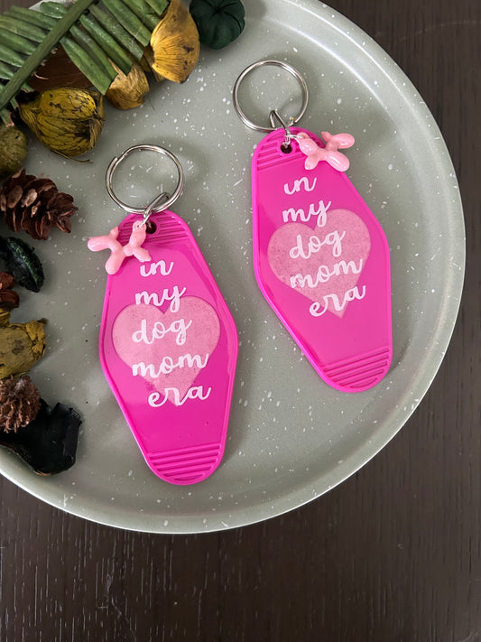 Pink Dog Mom Era Keychain