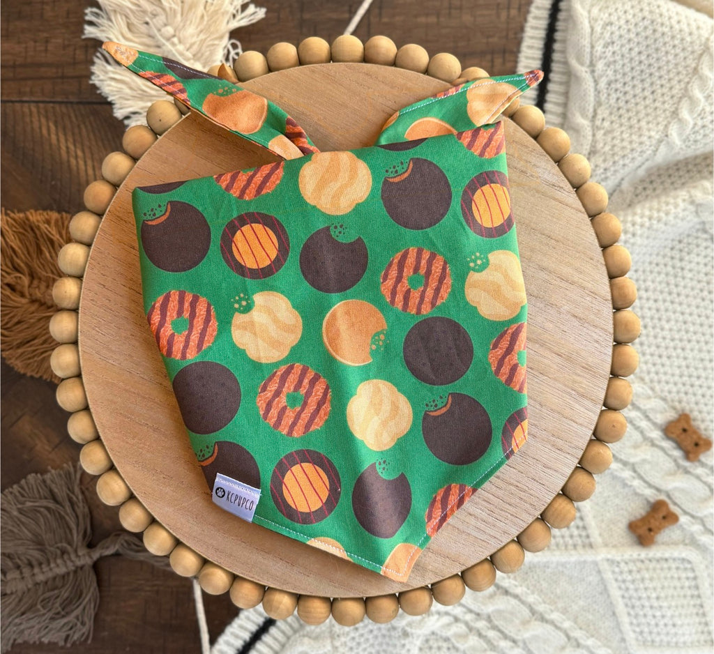 Cookie Bandana | Cookie Assortment on Evergreen Tie On Cotton Bandana