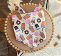 Donut Shop Bandana | Iced Coffee and Donuts on Butter Yellow Tie On Cotton Bandana