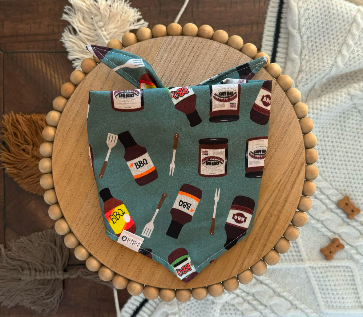 KC Bbq Bandana | KC BBQ Themed Tie On Cotton Bandana