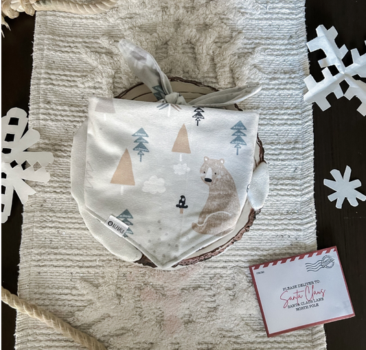Wonderland Bandana |  Polar Bears in the Arctic on Light Grey Flannel Winter Bandana for Dogs