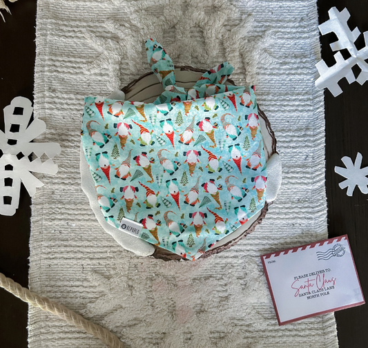 Gnome For The Holidays Bandana |  Christmas Gnomes Tie On Winter Bandana for Dogs