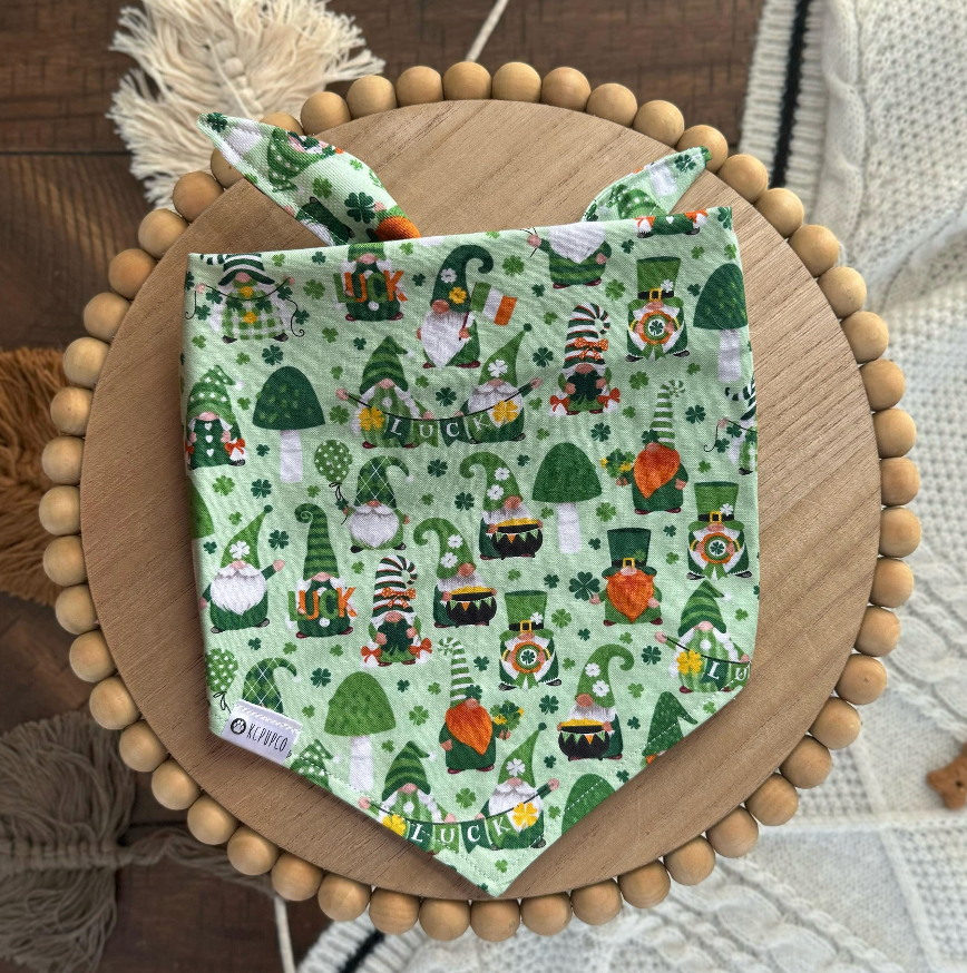 Lucky One Bandana | St Patricks Day Gnomes on Green Tie On Bandana