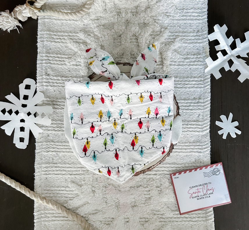 Lights Up Bandana |  Christmas Lights Tie On Winter Bandana for Dogs
