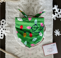 Plaza Lights Bandana |  Smiling Christmas Lights Tie On Green Winter Flannel Bandana for Dogs