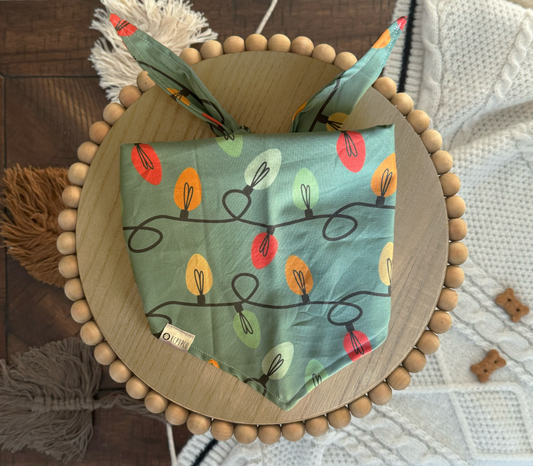 Pawliday Lights Bandana | Muted Christmas Lights Tie On Bandana