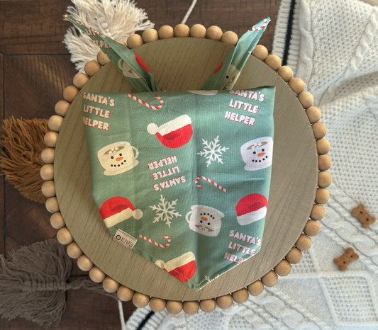 Santa's Little Helper Bandana | Muted Christmas Lights Tie On Bandana